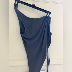 Edikd Grey One Shoulder Asymmetrical Top